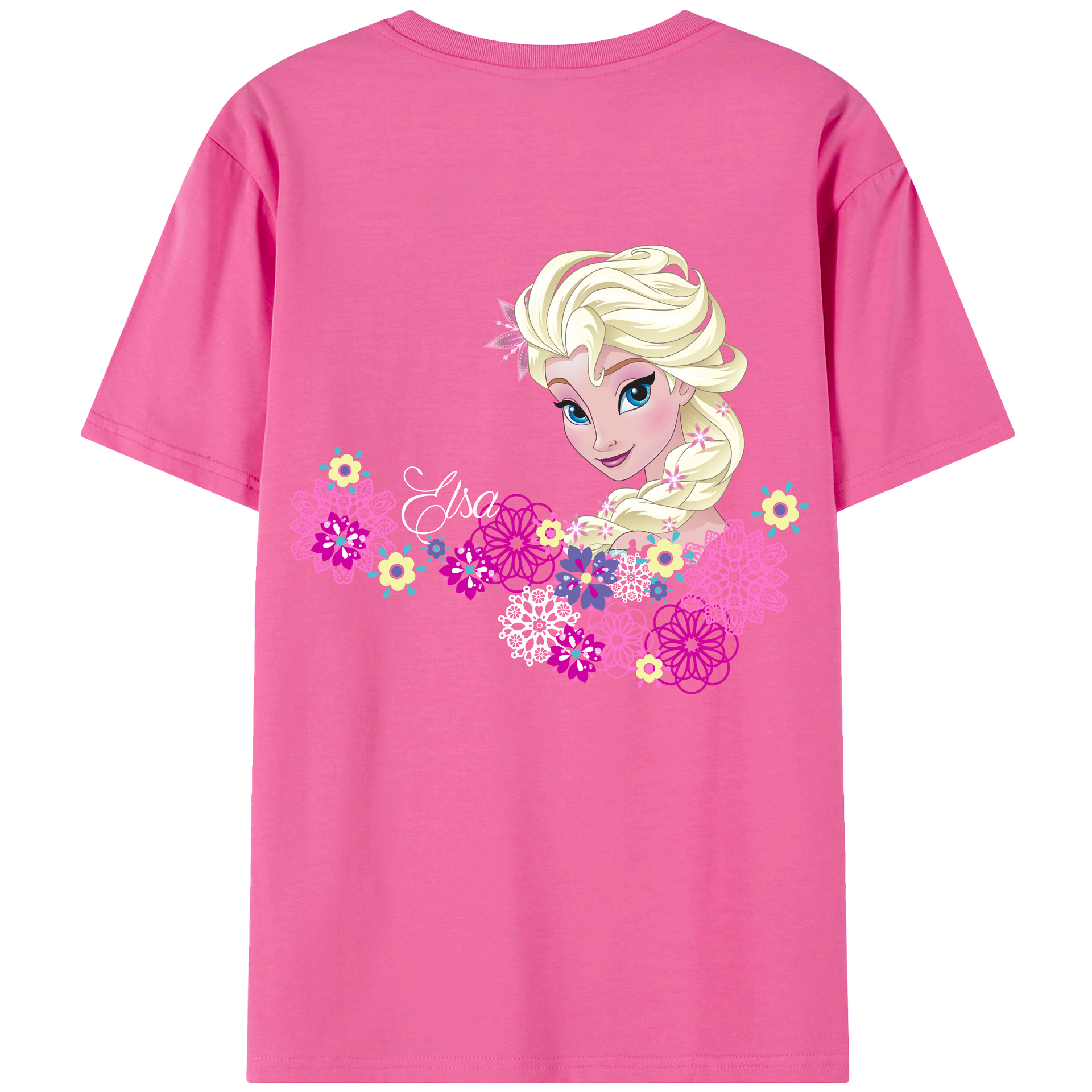 （画像用） アナと雪の女王 アンナ エルサ Frozen Anna Elsa レディース半袖Tシャツ(バックプリント)